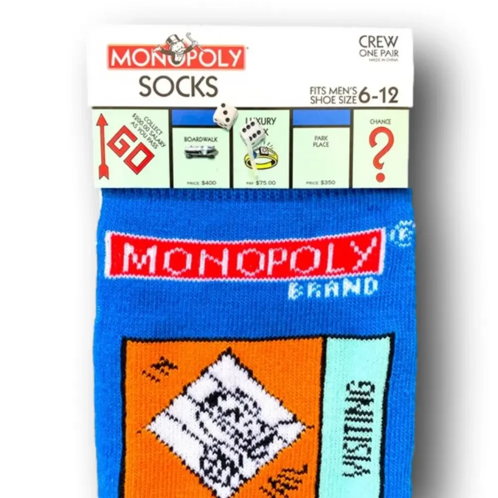 3/$20 Monopoly Board Game Funny Novelty Crew Socks - NWT